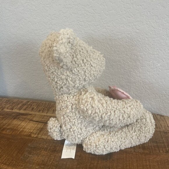 Floral Services Brown Soft Plush Teddy Bear with Pink Hearts Flowers 12” Sitting - Picture 5 of 8